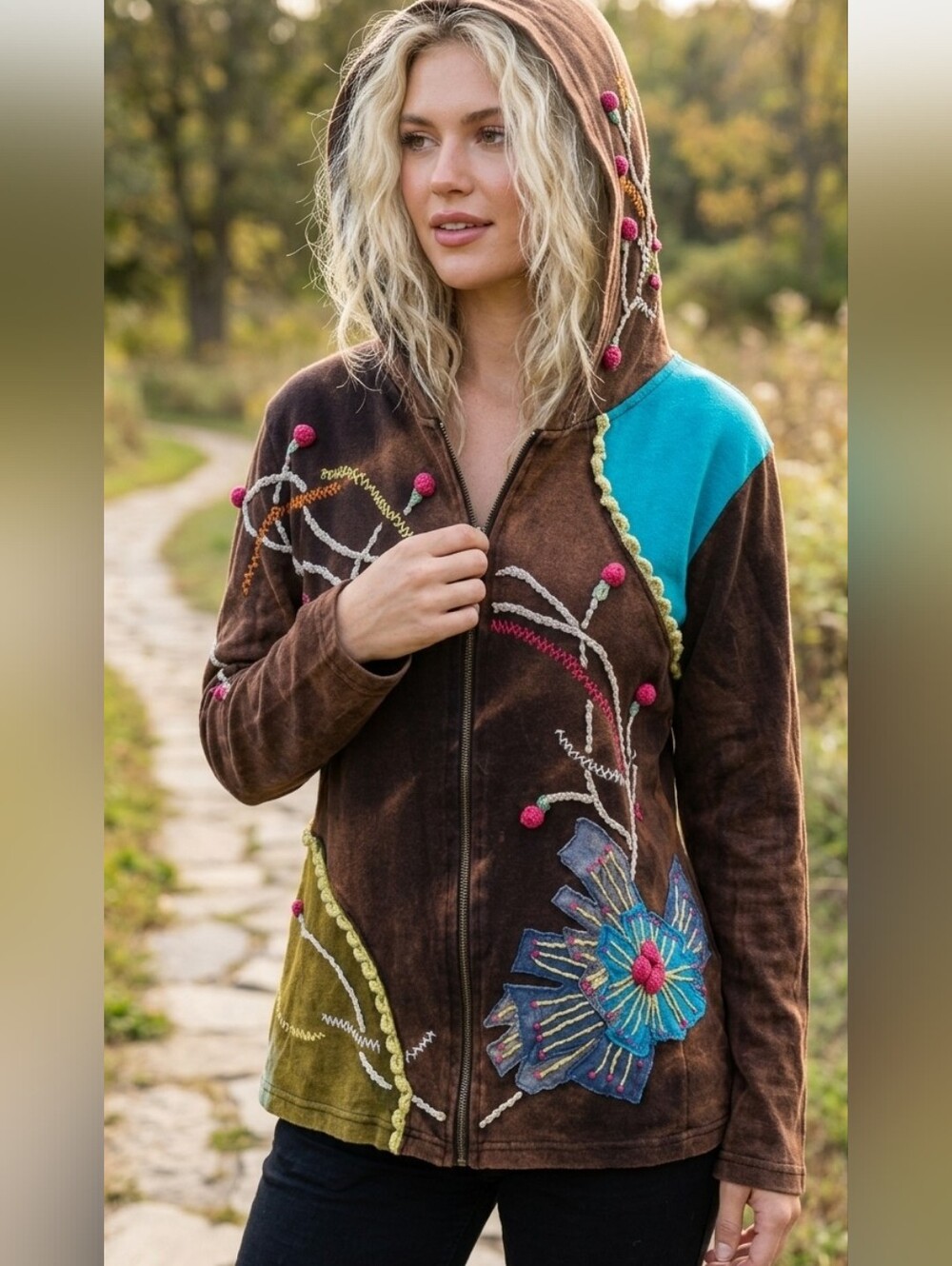 Rising International.   Multi-color Funky Hooded Jacket